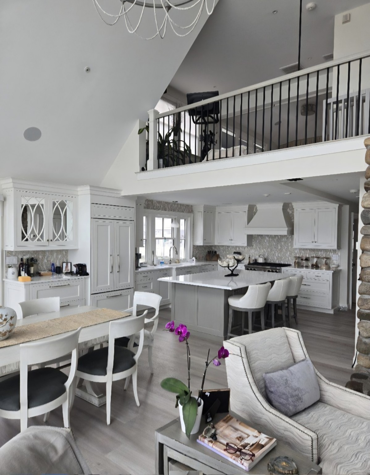Open kitchen remodel with custom cabinetry and island